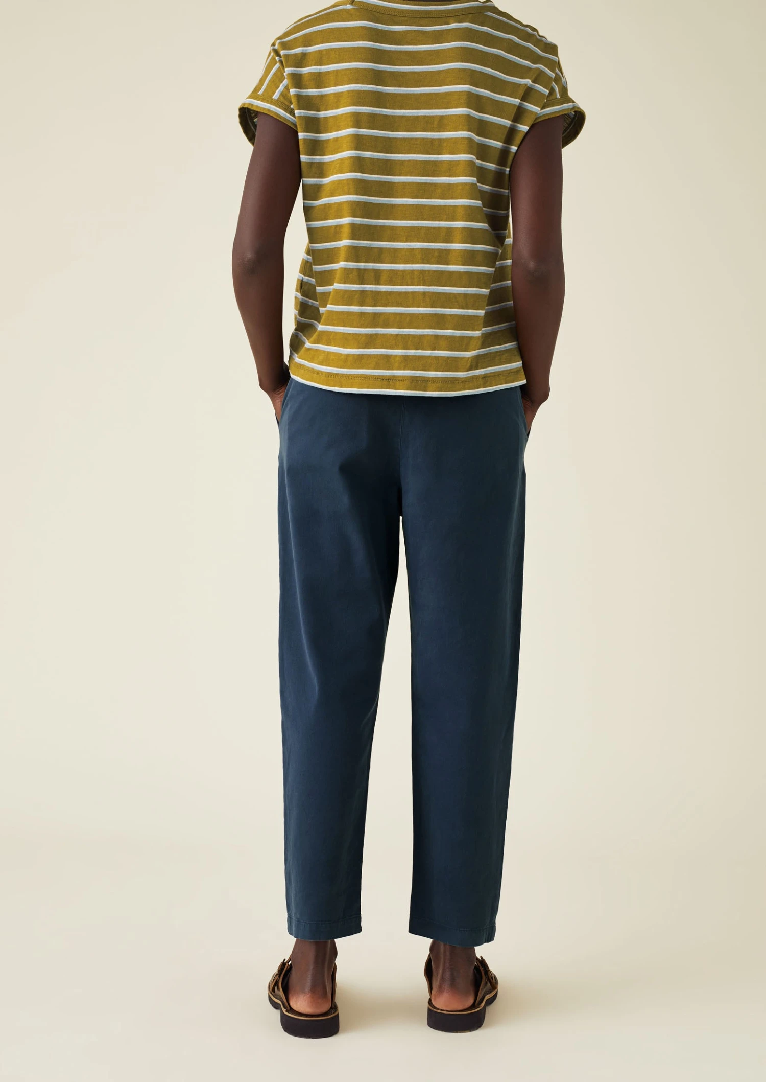 Gabi Cotton Pull On Trousers | Storm Blue 6 Gabi Cotton Pull On Trousers | Storm Blue - Image 4